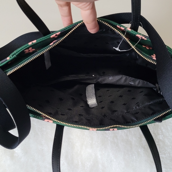 Kate Spade Medium Chelsea K8124 Satchel Bag With Daisy Floral In Green Nylon - Picture 4 of 7